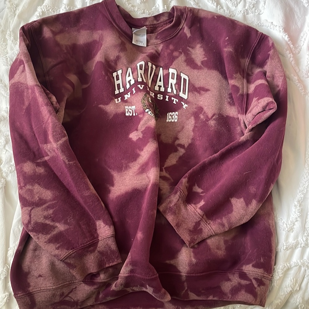 Reverse Tie Dye Harvard Sweatshirt/ Bleach Dye Sweatshirt